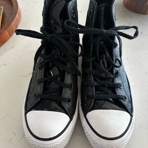 Converse Glitter Black and White High-Top Sneakers